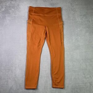 Fabletics Trinity Motion365 Leggings Womens Small Burnt Orange Mid-Rise Mesh 7/8